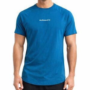 Alphalete Axis Performance Tee Seaport Blue Mens Medium Athletic Fit Gym